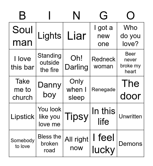 Pretty Patty Bingo Card