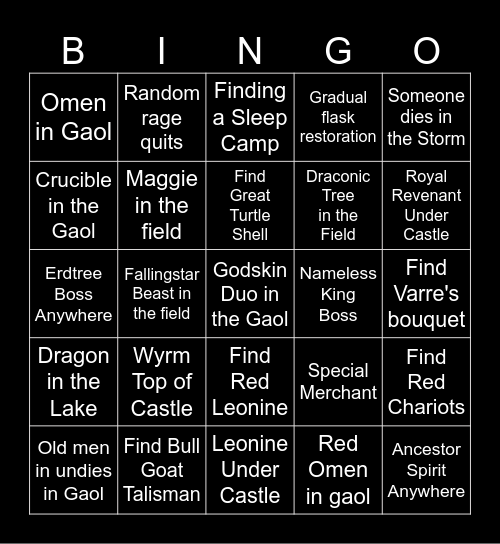 NightReign Bingo Card