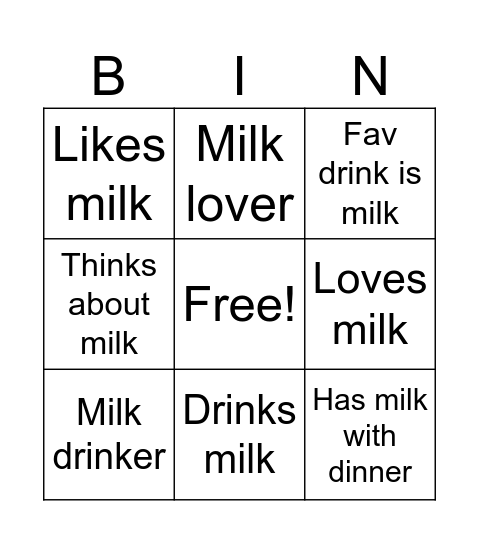 Potpie bingo Card