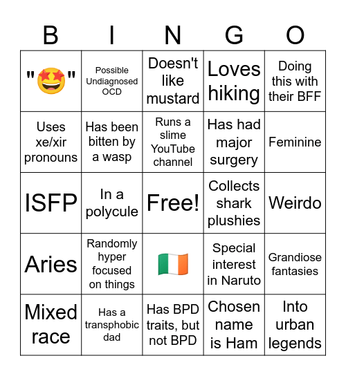 Ham's Bingo Card