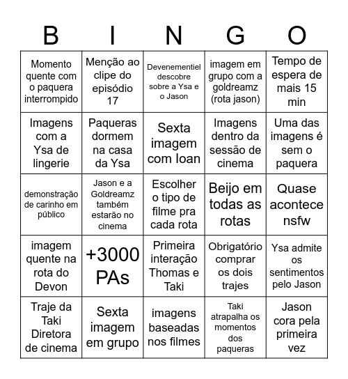 BINGO EPISÓDIO 18 Bingo Card