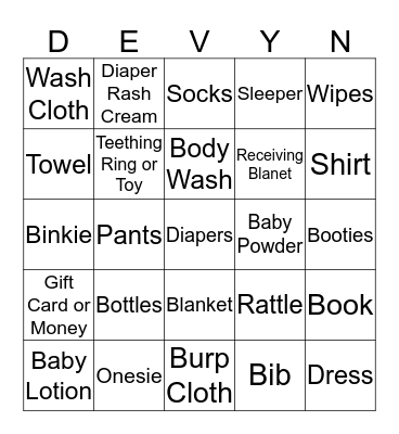 Here comes...... Bingo Card