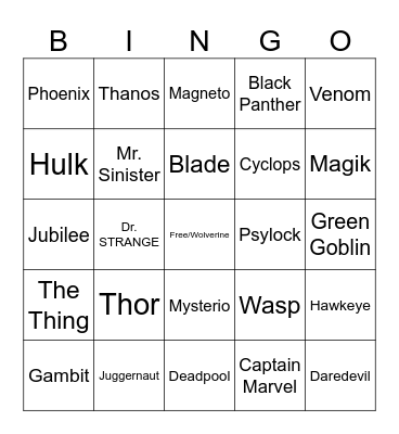 Marvel Tokon Bingo! Bingo Card