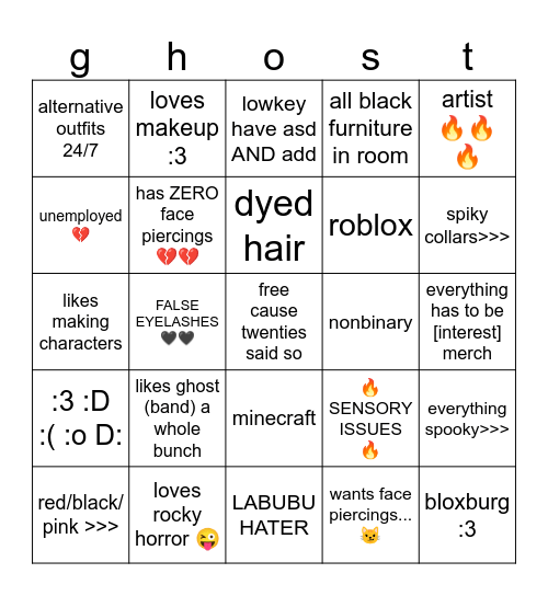 keis bingo except ots ghost not bingo Card
