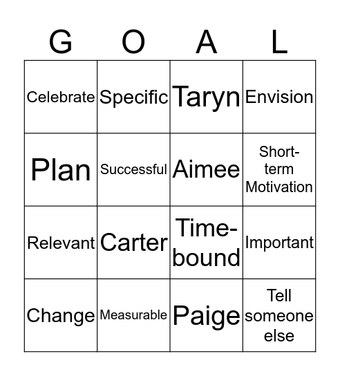 BinGOAL Bingo Card