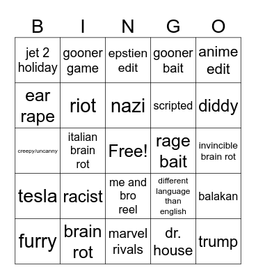 Reels Bingo Card