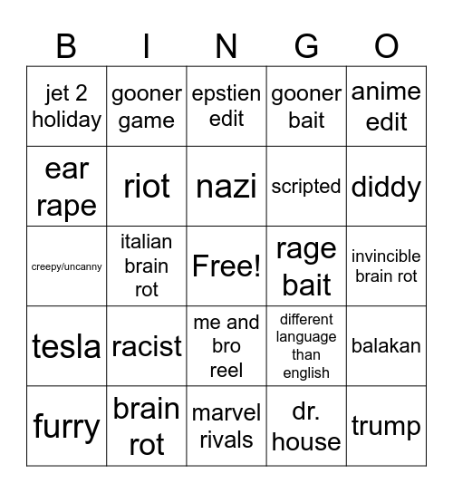 Reels Bingo Card