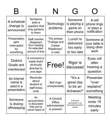 Back to School BINGO!! Bingo Card