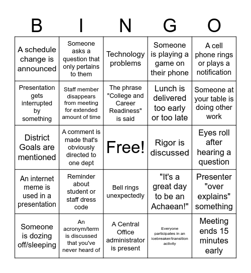 Back to School BINGO!! Bingo Card