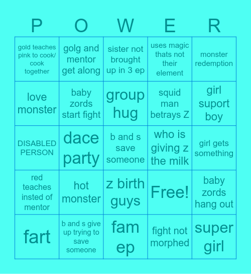 POWER RANGERS Bingo Card