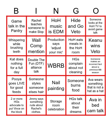 Live Feeds Week #4 Bingo Card
