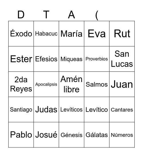 ALELUYA Bingo Card
