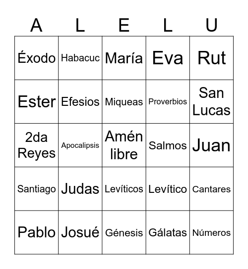ALELUYA Bingo Card