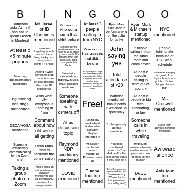 back 2 bayview Bingo Card
