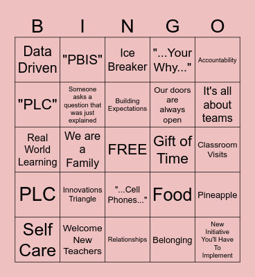 Back-To-School PD Bingo Card
