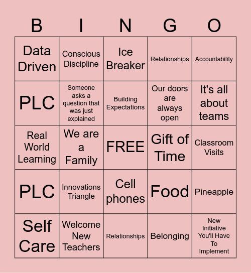 Back-To-School PD Bingo Card