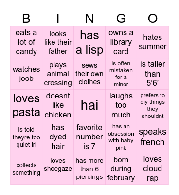 Iipservice’s bingo woooo Bingo Card