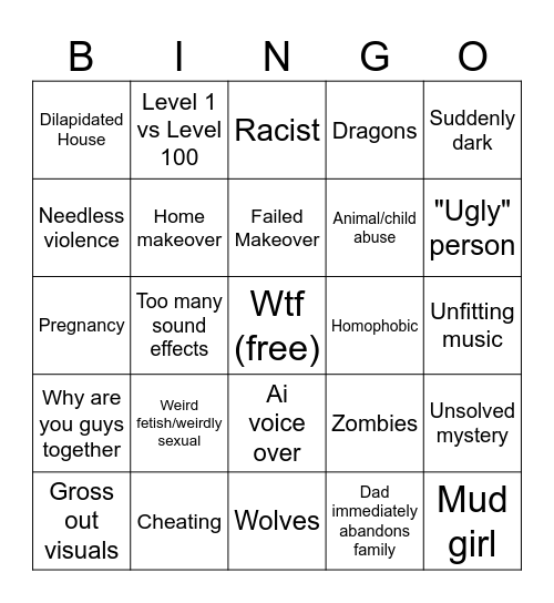 Mobile Game Ads Bingo Card