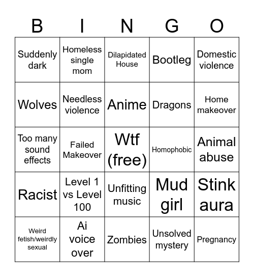 Mobile Game Ads Bingo Card
