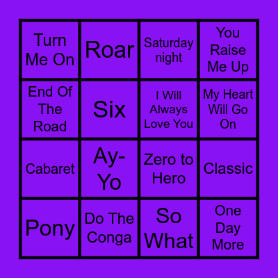 Disney & Musicals 2 (Round 2) Bingo Card