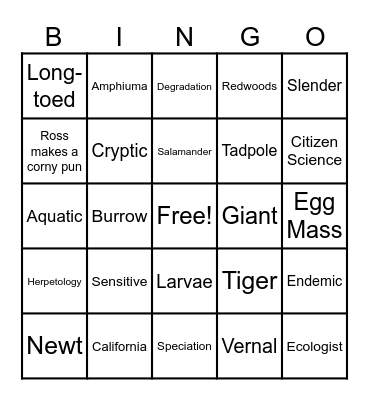 Grandeur of Giant Salamanders Bingo Card