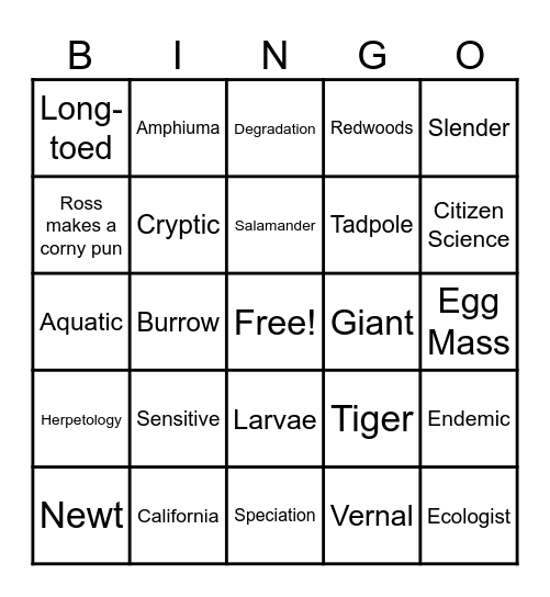 Grandeur of Giant Salamanders Bingo Card