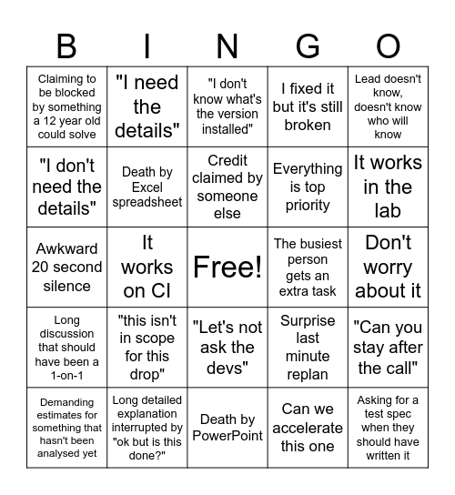 Meeting Bingo Card