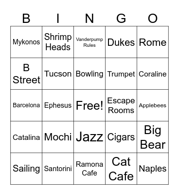 Engagement Party Bingo Card