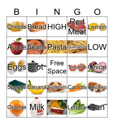 Food Bingo  Bingo Card