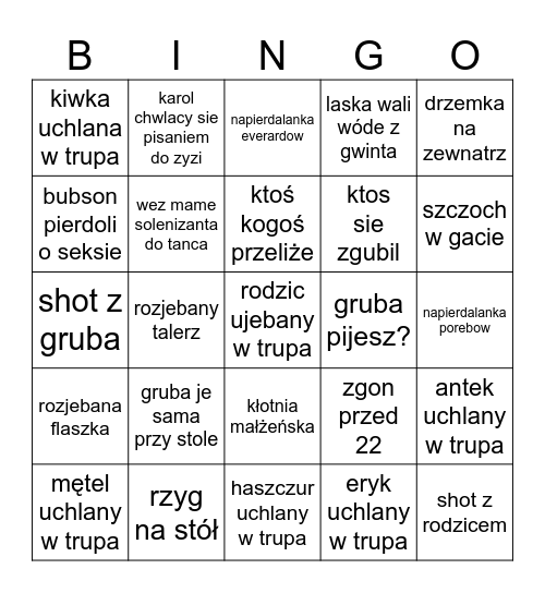 Eryk giga rycie Bingo Card