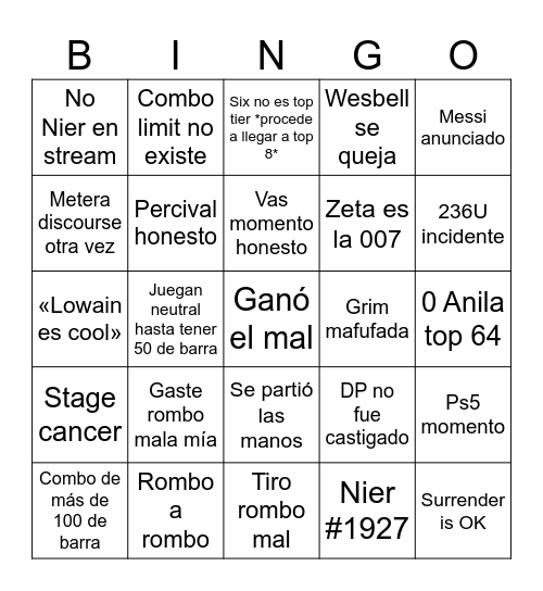 Use Rombo mala mía Bingo Card