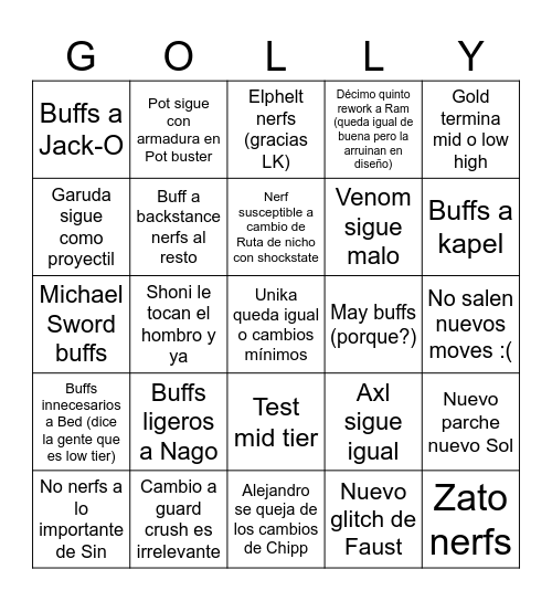 Juego se para Bingo Card