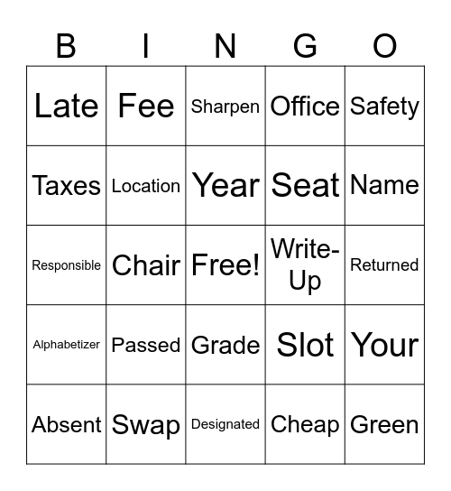 Procedure Bingo Card