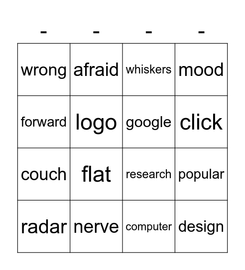 Unit 1 & 2 Bingo Card