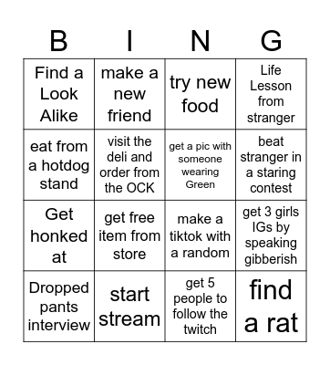 NYC Bingo Card