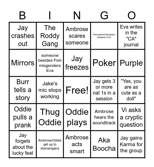 Wish Session Bingo Card