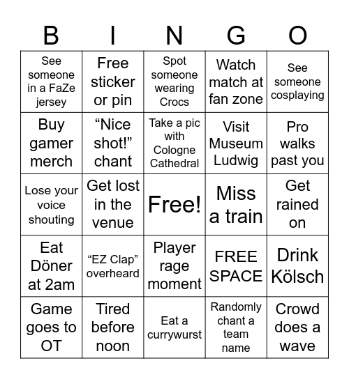 Cologne 2025 Bingo Card