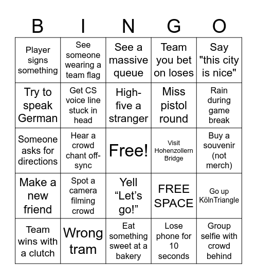 Cologne 2025 Bingo Card