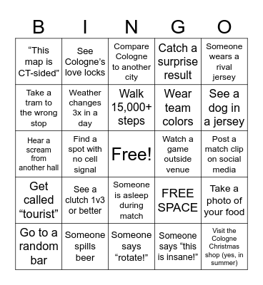 Cologne 2025 Bingo Card