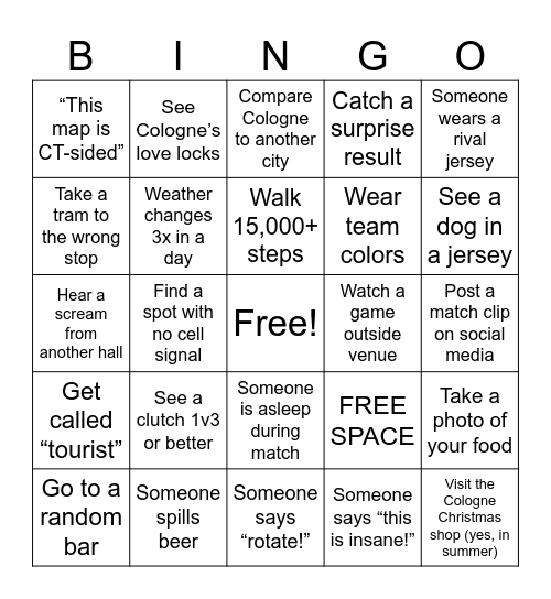 Cologne 2025 Bingo Card
