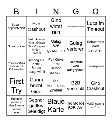 Bruchparty Bingo Card