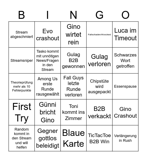 Bruchparty Bingo Card