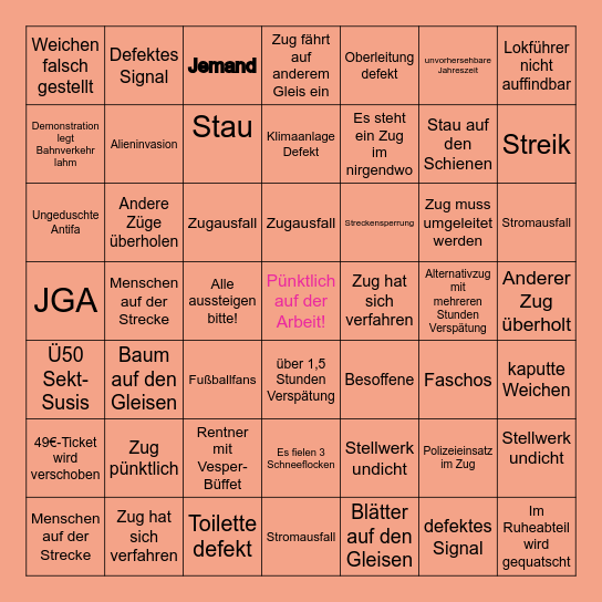 Bahn-Bingo Card