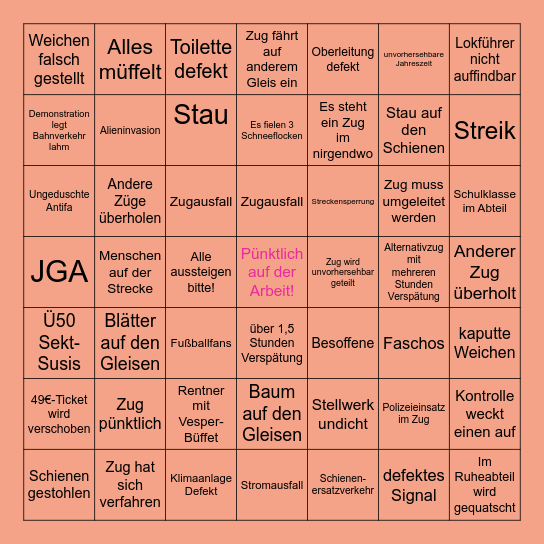 Bahnsinn-Bingo Card