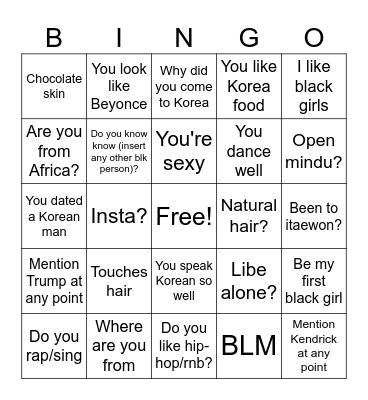 Hongdae Night Bingo Card