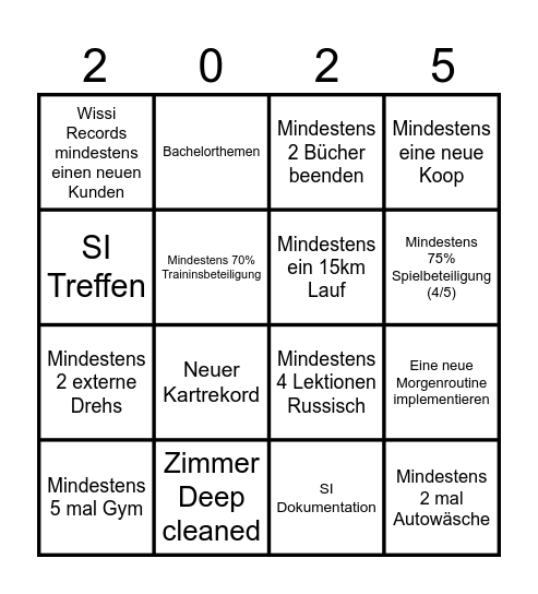 August Bingo Card