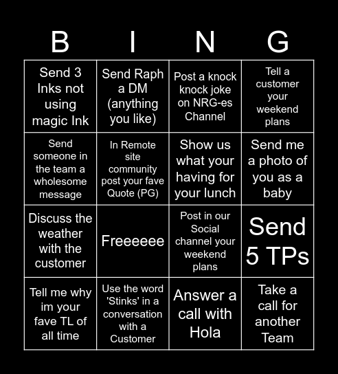 RO6 FRIDAY BINGO Card