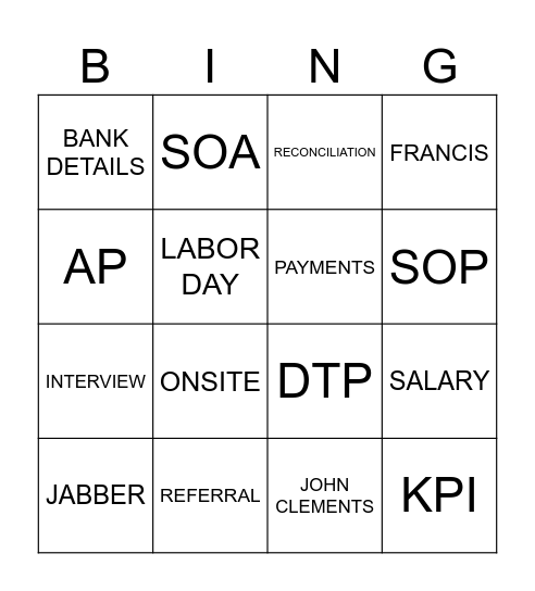 BSMH Bingo Card