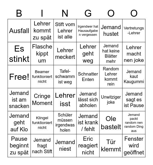 GHGigantisches Bingo Card