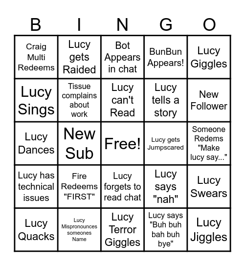 Bubbles Bingo Card